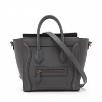 CELINE ラゲージ　マイクロ　スリ　グレージュ レザー ハンドバッグ CELINE セリーヌ ラゲージ マイクロショッパー ハンドバッグ