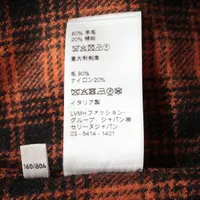 セリーヌ 22SS ウール チェックシャツ 37 メンズ オレンジ 2C574073Q