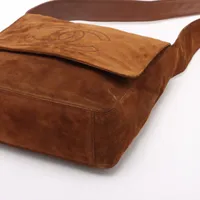 Chanel Coco Mark Suede Shoulder bag Fringe Brown Gold Metal