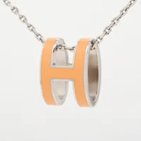 エルメス ルーペネックレス ペンダント レザー×メタル シルバー