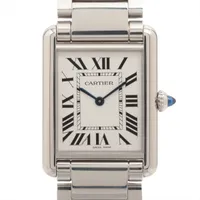 カルティエ タンクマストSM WSTA0042 SS×革 QZ シルバー文字盤