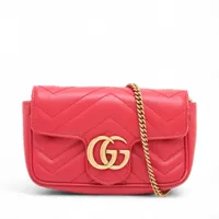 グッチ GGスプリーム PVC×レザー ショルダーバッグ ブラック