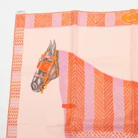 エルメス カレ90 Favori du Faubourg wash スカーフ シルク オレンジ