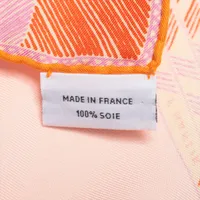 エルメス カレ90 Favori du Faubourg wash スカーフ シルク オレンジ