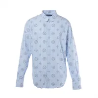 アミリ コットン デニムシャツ M メンズ ブルー パッチワーク ベース