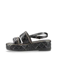 Chanel Coco Mark Matelasse Leather Sandals 36C Ladies' Black