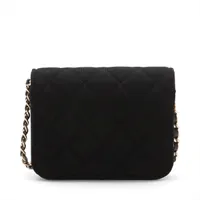 シャネル ミニマトラッセ コットン チェーンショルダーバッグ ブラック