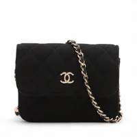 CHANEL　シャネル ミニマトラッセチェーンショルダー コットン ブラック シャネル ミニマトラッセ コットン チェーンショルダーバッグ ブラック
