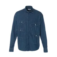 ディオール オブリーク 20AW コットン デニムシャツ 40 メンズ ブルー