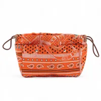 【美品】　エルメス　フールビ　ポーチ　オレンジ エルメス フールビ20 シルク ポーチ オレンジ シルバー金具 T:2015年