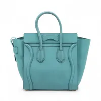 セリーヌ ラゲージ マイクロショッパー レザー ハンドバッグ ブルー