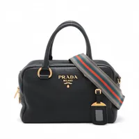 Prada Vitello Phenix Leather 2 Way Handbag Black 1BB086 A3992133