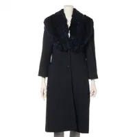 バーバリーブルーレーベル☆黒ウールアンゴラコート40 バーバリーブルーレーベル ウール×アンゴラ コート 40