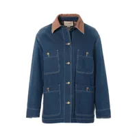 新品未使用品● グッチ デニムジャケット キルティング切替 インターロッキング グッチ インターロッキングG ミケーレ期 コットン デニムジャケット 48