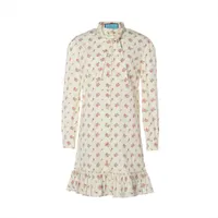 グッチ 95年 シルク シャツ 44 ベージュ トムフォード 花柄 前身頃、襟