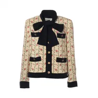 グッチ レザー×シルク レザージャケット 50 メンズ ブラウン 474055