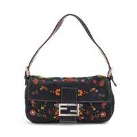 フェンディ マンマバケット レザー×ハラコ ショルダーバッグ ピンク