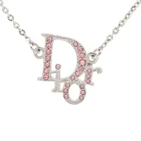 Dior Dior logo Necklace GP×Rhinestone pink x silver A4001668｜Pre