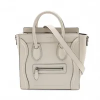 現行ロゴ セリーヌ ラゲージ ナノ ショルダーバッグ レザー ベージュ