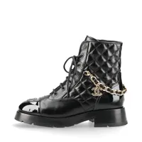 シャネル ココマーク ムートン ブーツ 37 レディース ブラック