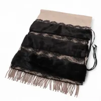 フェンディ マフラー カシミヤ×ミンク ベージュ×ブラック