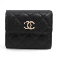 シャネル マトラッセ キャビアスキン 財布 ブラック ゴールド金具