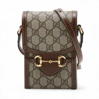 【美品】グッチ ワンショルダーバッグ レザー×キャンバス ホースビット柄 GUCCI ［飯能本店］GUCCI グッチ ホースビット ワンショルダーバッグ