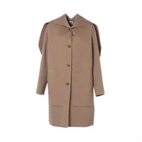 HERMES アルパカショートコース エルメス ウール×アルパカ ショートコート 38 レディース ブラウン