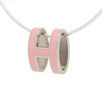 エルメス ルーペネックレス ペンダント レザー×メタル シルバー