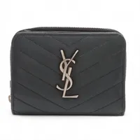 極美✨付属完備✨サンローラン マネークリップ クロコ 型押し レザー 黒 YSL SAINT LAURENT サンローラン / カサンドラビルクリップ