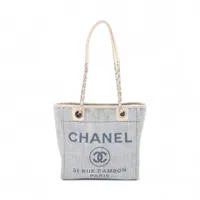 シャネル ロゴ ラバー トートバッグ ブルー シルバー金具