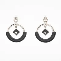 エルメス Hロゴ ピアス(片耳用) メタル ブラック シングルピアス