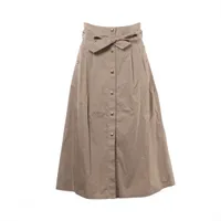 セリーヌ フィービー期 リネン×レザー スカート 34 レディース