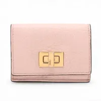 【美品】フェンディ アクセサリーポーチ レザー×キャンバス FF柄 ピンク系 未使用】フェンディ アクセサリーポーチ レザー×キャンバス FF柄 ピンク系