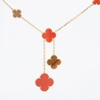 ヴァンクリーフ&アーペル　ヴィンテージアルハンブラネックレス　タイガーズアイ ヴィンテージ アルハンブラ タイガーアイ ネックレス[VCARD38600