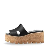 エルメス　レジェンド　サンダル　35 1/2 エルメス レジェンド レザー ウェッジソールサンダル 35 1/2