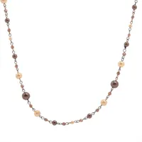 シャネル マトラッセ 21A ロングネックレス GP×フェイクパール×革