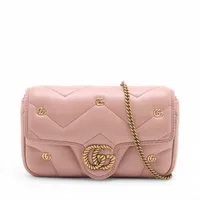 グッチ GGマーモント パール×レザー チェーンショルダーバッグ