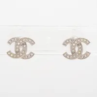 シャネル ココマーク 00A ピアス(両耳用) GP×ラインストーン