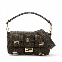 フェンディ ズッキーノ キャンバス×レザー ショルダーバッグ