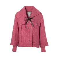 シャネル ココボタン ツイード ジャケット 36 レディース ピンク