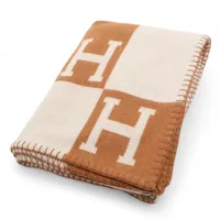 エルメス ブランケット ウール×カシミヤ ボルドー×オレンジ A3439568