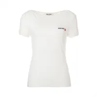 ミュウミュウ 23年 コットン Tシャツ S レディース ホワイト MJT689