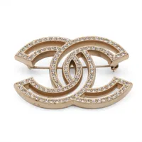 イヴサンローラン YSLロゴ ブローチ GP×ラインストーン ゴールド