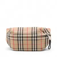 バーバリー ノバチェック キャンバス×レザー ハンドバッグ ボルドー