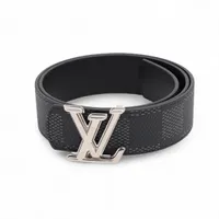 ヴィトン M0717 ベルト 85/34 レザー×メタル ノワール ベルト LV