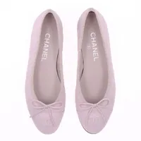 Chanel Coco Mark Matelasse Leather Flat Pumps 36C Ladies' Pale