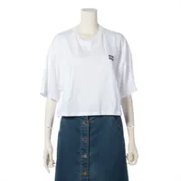 ミュウミュウ 23年 コットン Tシャツ S レディース ホワイト MJT689