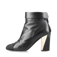 シャネル ココマーク 24C レザー ショートブーツ 36.5C レディース