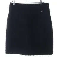 シャネル ココボタン 96P ウール セットアップ 44 ブラック